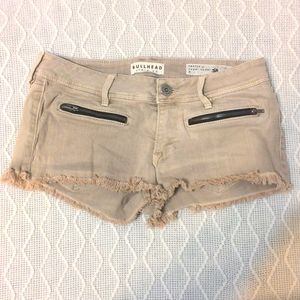 Size 3 Tan Bullhead Short Shorts with Zippered pockets